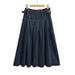 Color-Autumn Winter Solid Blue High Waist Stitching High-End Long Skirt Pleated Skirt Skirt-Fancey Boutique