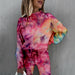 Color-Spring New Women Tie Dyed Print High Collar Long Sleeve Fashion Casual Set-Fancey Boutique