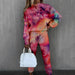 Color-Spring New Women Tie Dyed Print High Collar Long Sleeve Fashion Casual Set-Fancey Boutique