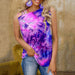 Color-Summer New Tie Dye Printed Sleeveless Tank Top Sexy Off Shoulder Casual T shirt Women-Fancey Boutique