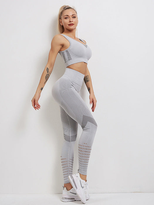 Color-Workout Clothes Sports Vest Tights Hip Lift Leg Yoga Ninth Pants Women Yoga Suit-Fancey Boutique