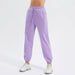 Color-Lavender Purple-Autumn Winter Loose Track Sweatpants Women Fleece Lined Warm Casual Trousers High Waist Leg Shaping Sports Pants-Fancey Boutique