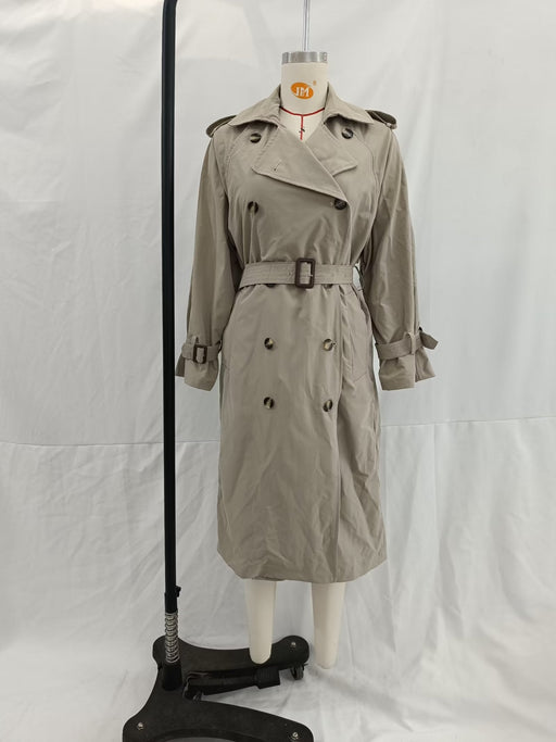 Color-Khaki-Summer Women Commuting Wear Loose Double Breasted Long Trench Coat Coat-Fancey Boutique