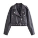 Color-Spring Women Clothing Zipper Ornament Motorcycle Leather Coat Black Leather Jacket Coat-Fancey Boutique