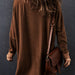 Color-Brown Mineral Dyed Vintage Waffle Smock Top Women Loose All Match T shirt-Fancey Boutique