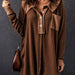 Color-Brown Mineral Dyed Vintage Waffle Smock Top Women Loose All Match T shirt-Fancey Boutique