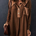 Color-Brown Mineral Dyed Vintage Waffle Smock Top Women Loose All Match T shirt-Fancey Boutique