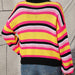 Color-Autumn Winter Stitching Knitwear Loose Color Round Neck Striped Sweater Women-Fancey Boutique