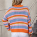 Color-Autumn Winter Stitching Knitwear Loose Color Round Neck Striped Sweater Women-Fancey Boutique