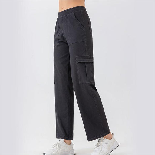 Color-High Waist Wide Leg Jeans Women Slimming Hip Raise Pocket Sports Casual Pants-Fancey Boutique