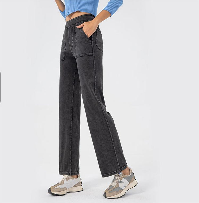 Color-Dark Grey-Summer Multi Pocket Workwear Jeans Women Retro Trendy High Waist Slimming Straight Wide Leg Casual Pants-Fancey Boutique