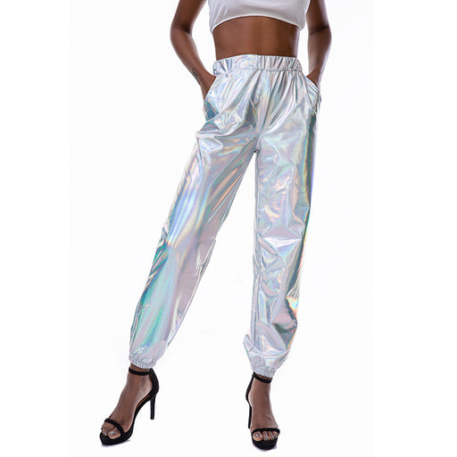 Color-Casual Sports Street Hip Hop Party Shiny Colorful Trousers Hologram Laser Loose Women Pants-Fancey Boutique