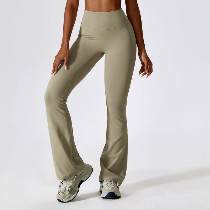 Color-Wide Leg Tight Nude Feel Hip Lifting Yoga Bell Bottom Pants Dance High Waist Bootcut Casual Sports Pants-Fancey Boutique