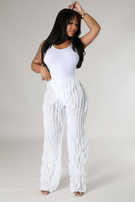 Color-Women Clothing Eaby Wave Pattern See Through High Waist Wide Leg Pants Pants Only-Fancey Boutique