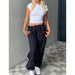Color-Women Clothing Loose Tied Multi Bag Straight Stretch Workwear Casual Pants-Fancey Boutique