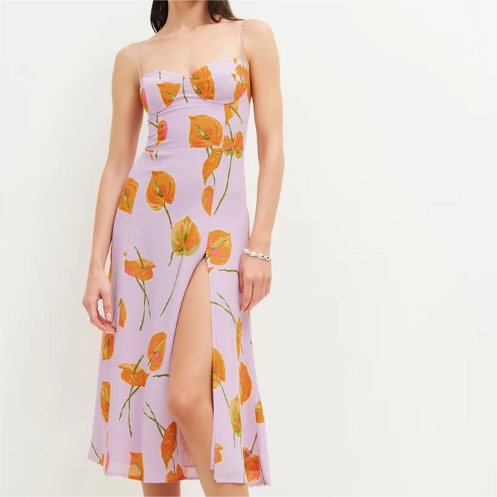 Color-Summer Sexy Tube Top High Slit Printed Camisole Dress Women Midi Dress-Fancey Boutique