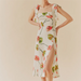 Color-Summer French Elegant Pastoral Printed High Slit Strap Dress Women Tube Top Mid Length Dress-Fancey Boutique