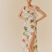 Color-Multi-Summer French Elegant Pastoral Printed High Slit Strap Dress Women Tube Top Mid Length Dress-Fancey Boutique