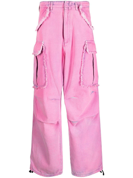 Color-Pink-Pink Jeans Women Spring Summer Washed Old Japanese Sweet Cool Sexy Straight Cargo Pants Loose Hole Trousers-Fancey Boutique