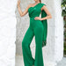 Color-Summer Sexy Pleated Ribbon Tassels Slim Fit Oblique Shoulder Jumpsuit-Fancey Boutique