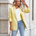 Color-Yellow-Spring Summer Women Clothing One Button Long Sleeve Candy Color Blazer-Fancey Boutique