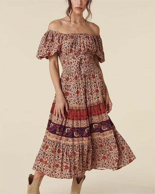 Color-Summer Women V neck Short Sleeve Positioning Dress-Fancey Boutique