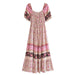 Color-Pink-Summer Women V neck Short Sleeve Positioning Dress-Fancey Boutique