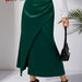 Color-Women Clothing High Waist Satin Heap Pleated Split Dress Solid Skirt Zipper Fishtail Hip Skirt-Fancey Boutique