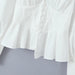 Color-French Vintage Court V neck Single Breasted Lantern Sleeve Irregular Asymmetric White Shirt Waist Slim Fit Shirt-Fancey Boutique