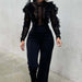 Color-Women Clothing Autumn Winter Lace Tassel Trousers See Through Sexy Jumpsuit-Fancey Boutique