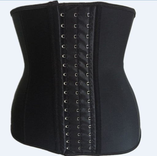 Color-Black-Waist Trainer Belly Contracting Rubber Corset Three Layer Big Buckle Steel Rib Latex Body Shaping Latexcorset-Fancey Boutique