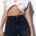 Color-Design Ripped Frayed Sexy Straight Denim Shorts Summer High Waist Slimming Beggar Casual Pants-Fancey Boutique