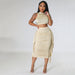 Color-Summer Women Clothing Sexy Tight Tassel Sleeveless Two Piece sets Skirt Set-Fancey Boutique