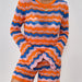 Color-Orange-Two Piece Set Autumn Winter Stitching Knitwear Loose Color Round Neck Striped Sweater Women-Fancey Boutique