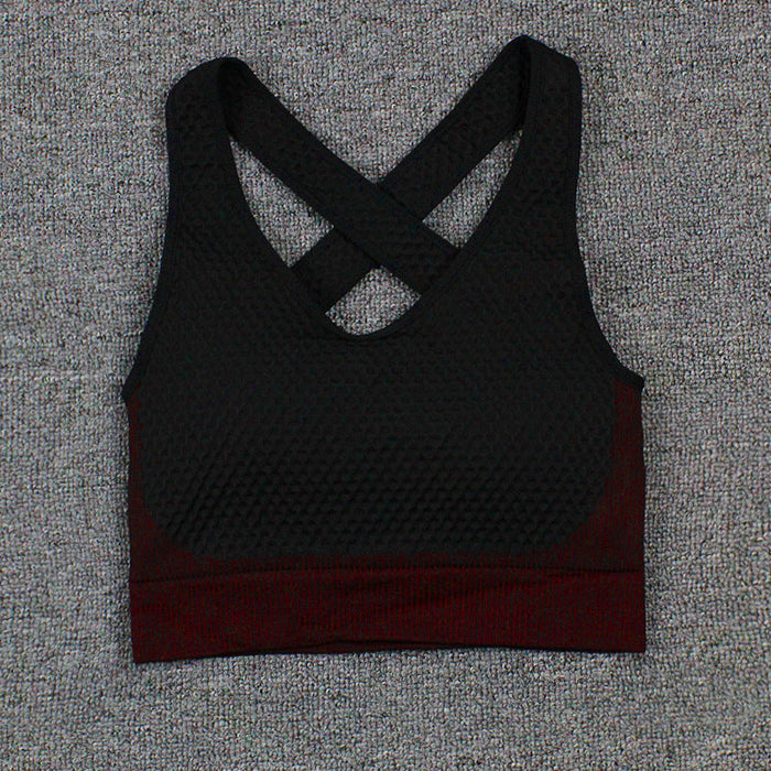 Color-Red-1-Yoga Vest Sports Bra Seamless Underwear Shockproof Beauty Back Quick-Drying Bra Running Exercise Underwear-Fancey Boutique