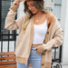 Color-Autumn Winter Women Cardigan Sweater Color Matching Button Sweater Top V neck Coat-Fancey Boutique