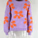 Color-Purple-Autumn Winter Women Printed Sweater Pullover Floral Plus Size Sweater Women-Fancey Boutique