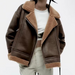 Color-Women Clothing Faux Shearling Jacket Double Sided Jacket Jacket-Fancey Boutique