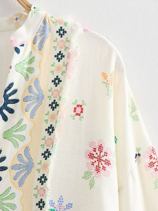 Color-Autumn Linen Blended Printed Maxi Dress for Women-Fancey Boutique