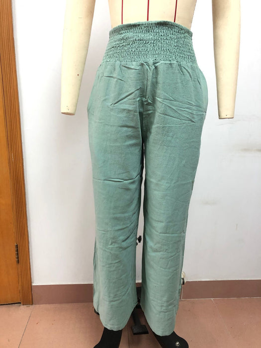 Color-Spring Summer Women Casual Trousers Casual Cotton Distressed Mid Waist Trousers Outer Wear-Fancey Boutique