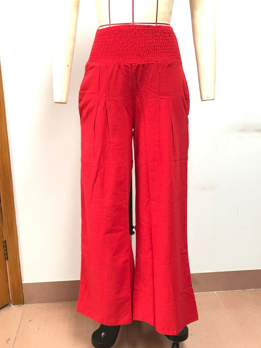 Color-Spring Summer Women Casual Trousers Casual Cotton Distressed Mid Waist Trousers Outer Wear-Fancey Boutique