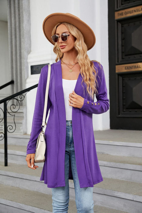 Color-Autumn Winter Solid Color Buttons Loose Long Sleeve Cardigan Knitted Coat Women-Fancey Boutique