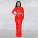 Color-Women Wear Mesh Drilling See through Long Sleeve Dress Two Piece Set-Fancey Boutique