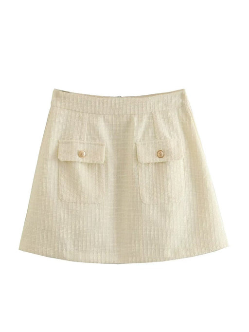 Color-Skirt-Autumn Short Coat Texture Skirt Set-Fancey Boutique