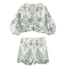 Color-Summer Embroidered Short Women Shirt Top Embroidered Shorts Vacation Suit-Fancey Boutique