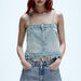 Color-Summer Women Clothing Effect Denim Short Top-Fancey Boutique