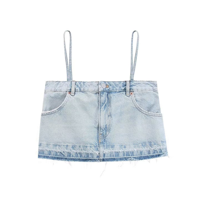 Color-Summer Women Clothing Effect Denim Short Top-Fancey Boutique