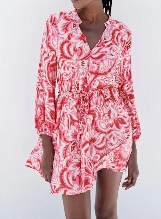 Color-Summer Women Clothing Printed Elegant Short Dress-Fancey Boutique