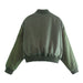 Color-Series Spring Loose Snap Button Large Pocket Army Green Flying Thickened Cotton Padded Coat-Fancey Boutique