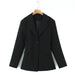 Color-Black-Spring Black Blazer Women Design Collared One Button Waist Tight Slim Fit Casual Shirt-Fancey Boutique